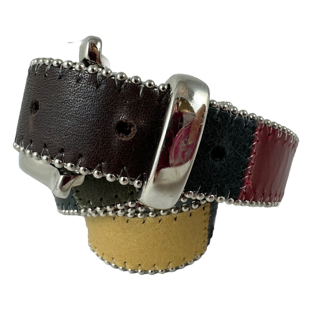 Multicolor Women's M/28-30 Leather Color Block Beaded Edge 3115